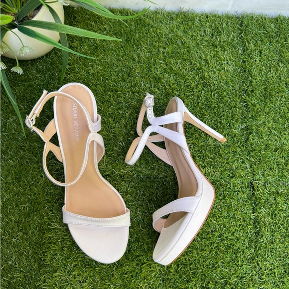 STUART WEITZMAN Mariposa Satin Platform Sandals size 7.5 - Picture 13 of 15